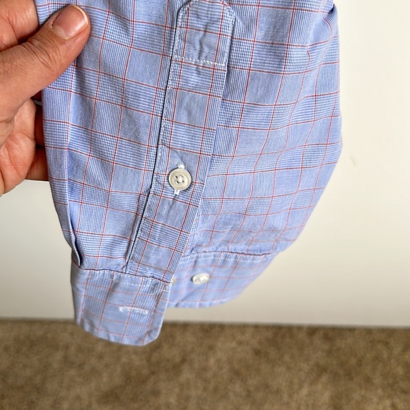 Men’s Club Room Cotton Long Sleeve Button Up Shirt  Blue Size 18 34/35” - Picture 6 of 8